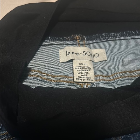 Soho High Waist Black and Blue Maternity Shorts - Picture 3 of 4